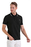 Siyah Regular Fit Düz 100% Pamuk Polo Yaka Tişört