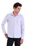 Lila Ç. Comfort Fit Çizgili Pamuklu Slim Yaka Uzun Kollu Spor Gömlek