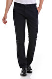 Lacivert D. Slim Fit Desenli Yandan Cep Kanvas Pantolon