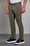 Haki D. Slim Fit Desenli Yandan Cep Kanvas Pantolon