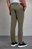 Haki D. Slim Fit Desenli Yandan Cep Kanvas Pantolon