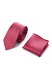 Bordo Düz Saten Kravat Mendil Set | STD