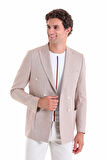 Brick Slim Fit Düz Sivri Yaka Kruvaze Keten Ceket