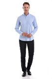 Mavi Comfort Fit Düz 100% Pamuk Düğmeli Yaka Uzun Kollu Casual Oxford Gömlek