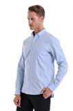 Mavi Comfort Fit Düz 100% Pamuk Düğmeli Yaka Uzun Kollu Casual Oxford Gömlek