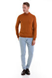 Camel Regular Fit Düz Yarım Balıkçı Yaka Triko Kazak