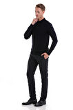 Lacivert Regular Fit Düz Polo Yaka Triko Kazak