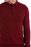 Bordo Regular Fit Düz Polo Yaka Triko Kazak