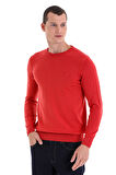 Kiremit Regular Fit Düz Bisiklet Yaka 100% Pamuklu Triko Kazak | XL