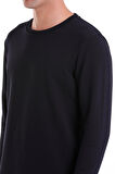 Lacivert Regular Fit Düz Pamuklu Bisiklet Yaka Sweatshirt
