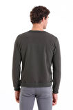 Haki Regular Fit Düz Pamuklu Bisiklet Yaka Sweatshirt
