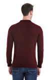 Bordo Regular Fit Düz Polo Yaka Triko Kazak | XL