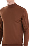 Tütün Regular Fit Düz Yarım Balıkçı Yaka Yünlü Triko Kazak | 3XL