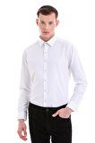 Siyah Slim Fit Baskılı Pamuklu Slim Yaka Uzun Kollu Klasik Gömlek | S