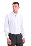 Mavi Slim Fit Baskılı Pamuklu Slim Yaka Uzun Kollu Klasik Gömlek | S