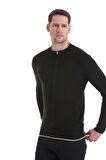 Siyah Regular Fit Düz Yarım Balıkçı Yaka Fermuarlı Triko Hırka | XL