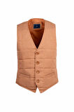 Kiremit Regular Fit V Yaka Kapitone Yelek | S
