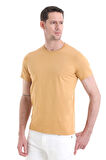 Hardal Regular Fit Düz 100% Pamuklu Bisiklet Yaka Tişört | XL