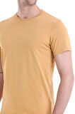 Hardal Regular Fit Düz 100% Pamuklu Bisiklet Yaka Tişört | XL