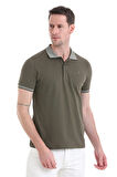 Haki Regular Fit Düz 100% Pamuklu Polo Yaka Tişört | M