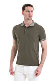 Haki Regular Fit Düz 100% Pamuklu Polo Yaka Tişört | XXL