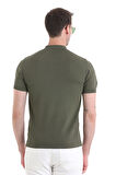 Haki Regular Fit Düz Rayon Polo Yaka Tişört | S