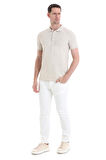 Bej Regular Fit Düz 100% Pamuklu Polo Yaka Tişört | XXL