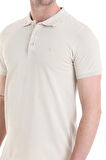 Bej Regular Fit Düz 100% Pamuklu Polo Yaka Tişört | XXL