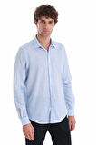 Mavi Comfort Fit Baskılı Slim Yaka Uzun Kollu Spor Gömlek | L