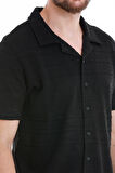 Siyah Regular Fit Düz Polo Yaka Tişört | L