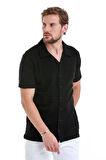 Siyah Regular Fit Düz Polo Yaka Tişört | M