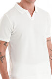 Beyaz Regular Fit Düz Polo Yaka Pamuklu Tişört | XL