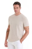 Taş Regular Fit Düz Bisiklet Yaka Keten Tişört | XL