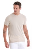 Taş Regular Fit Düz Bisiklet Yaka Keten Tişört | XL