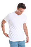 Beyaz Regular Fit Düz Bisiklet Yaka Tişört | XL