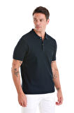 Lacivert Regular Fit Merserize Polo Yaka Pamuklu Tişört | L