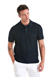 Lacivert Regular Fit Merserize Polo Yaka Pamuklu Tişört | L