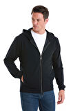 Lacivert Regular Fit Düz Pamuklu Fermuarlı Sweatshirt | M