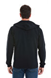Lacivert Regular Fit Düz Pamuklu Fermuarlı Sweatshirt | M