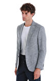 Lacivert Comfort Fit Desenli Mono Yaka Klasik Ceket | 44