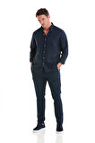 Lacivert Regular Fit Düz Yandan Cep Pamuklu Jogger Kanvas Pantolon | 48