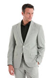 Gri Slim Fit Desenli Mono Yaka Klasik Takım Elbise | 50