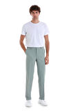 Yeşil Regular Fit Desenli Yandan Cepli Kumaş Pantolon | 46