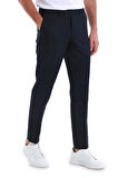 Lacivert Slim Fit Düz Yandan Cepli Kumaş Pantolon | 48