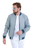 Lacivert Slim Fit Çizgili Mevsimlik Mont | M
