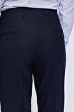 Lacivert Slim Fit Yandan Cepli Yünlü Kumaş Pantolon | 46