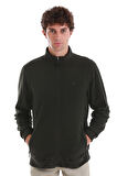 Haki Regular Fit Tam Fermuarlı Polar Sweatshirt | M