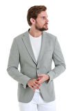 Gri Slim Fit Kareli Mono Yaka Klasik Ceket | 48