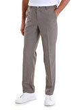 Kahverengi Regular Fit Çizgili Yandan Cepli Kumaş Pantolon | 48