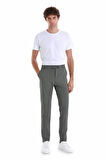 Haki Slim Fit Çizgili Yandan Cepli Jogger Pantolon | 48